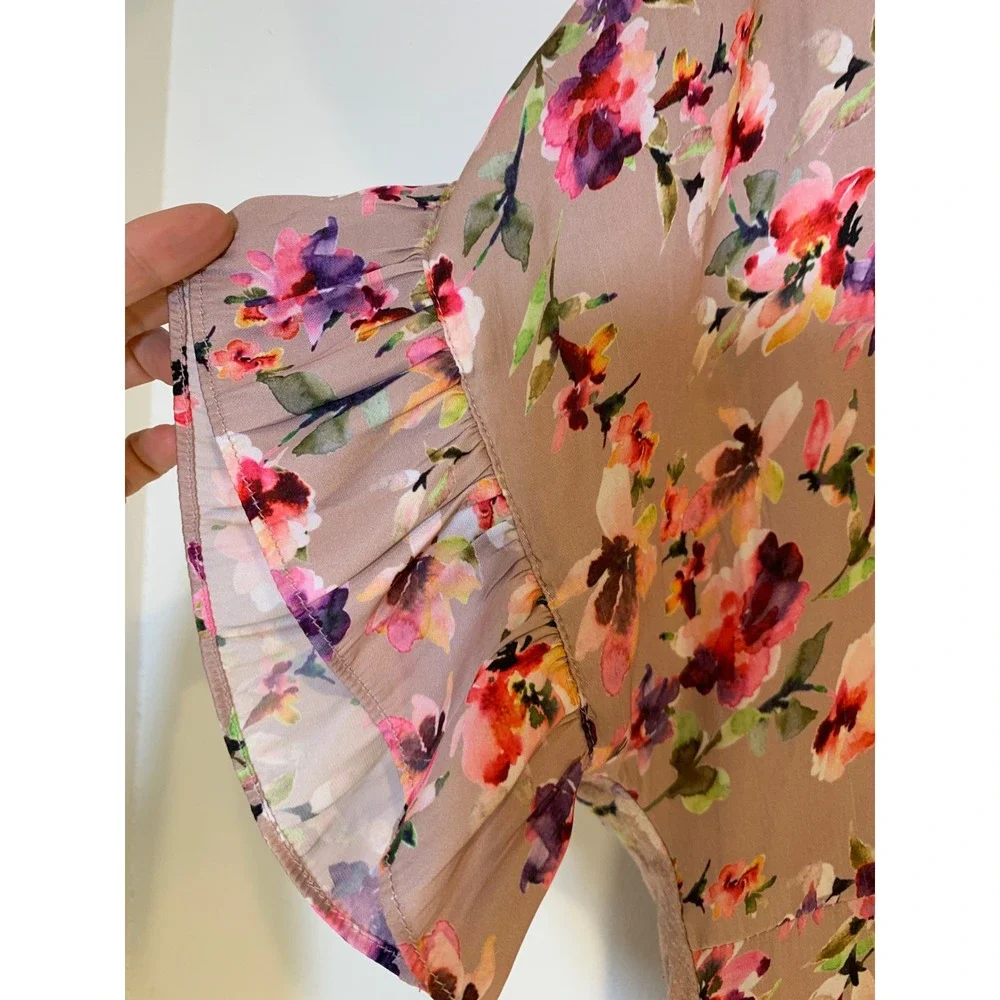 Dolan Left Coast Floral XL Cottagecore‎ Ruffle Blouse Womens lightweight sping